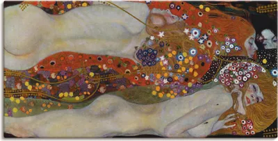 Produktbild von Gustav Klimt: Wasserschlangen II (Die Freundinnen), Produkt:Leinwand, Größe (HxB):30x60 cm / Leinwand