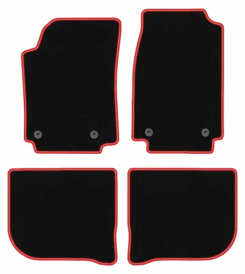 Zdjęcie produktu dla Dywaniki samochodowe welurowe CARLUX-RED do: Audi 100 C4 (1991-1994, avant, kombi, sedan) czarne z czerwonym obszyciem, z mocowaniami