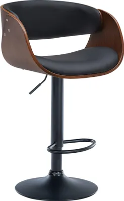Produktbild von Barhocker CEFAR - Kunstleder Walnuss/schwarz 52x52x87 cm | Barstuhl Höhenverstellbar Mit Lehne Drehbar Tresenhocker Tresenstuhl Kneipenhocker