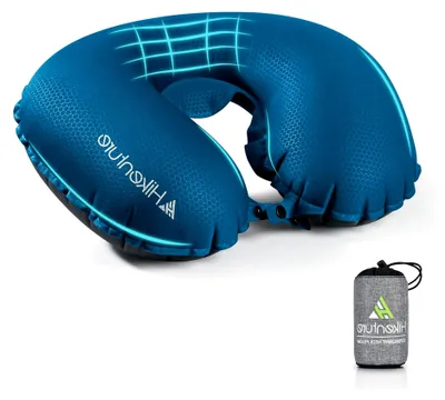 Produktbild von Nackenkissen Flugzeug Aufblasbar - Auflasbares Reiskissen Flugzeug Nackenhörnchen Erwachsene, Inflatable Travel Neck Pillow Airplane, Ultraleichtes Reise Kissen Flugzeug Zug (Blau)