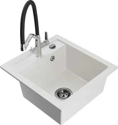 Produktbild von Mexen Vito Granitspüle 1-Becken, Weiß mit Armatur