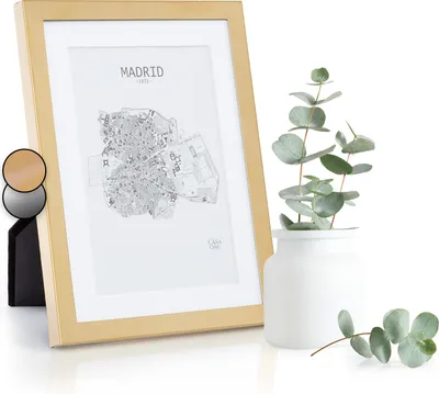 Image de Casa Chic Cadre Photo en Métal, Taille 17x12 cm, Cadres photo Maison, Porte Photo Mural, Cadre Decoration Murale Pele Mele, Affichage Vertical/Horizontal, avec Protection en Verre et Passe Partout