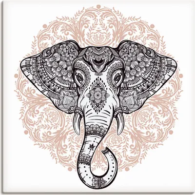 Produktbild von ARTland Leinwandbild Vintage Mandala Elefant Größe: 50x50 cm