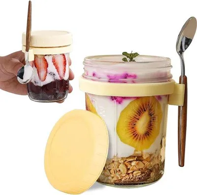 Produktbild von Havermoutnachtpotjes - 2 Stück - Glas - Übernachtungsnachos - Muss-Haben für dein Frühstück