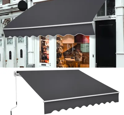 Produktbild von UISEBRT 250 X 200 cm Gelenkarmmarkise Aluminium Markise Klemmarkise Sonnenmarkise Balkonmarkise Sonnenschutz Handkurbel Dunkelgrau