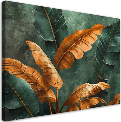 Produktbild von Leinwandbild Tropische Bananenblätter 100x70 Feeby Grün bild für die wand bereit zum aufhängen