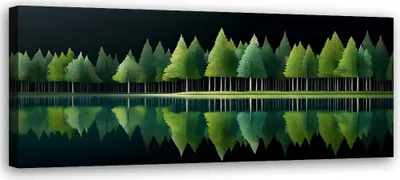 Zdjęcie produktu dla Obraz na płótnie Zielony Las Jezioro Natura 150x50 Feeby Zielony obraz na ścianę gotowy do zawieszenia