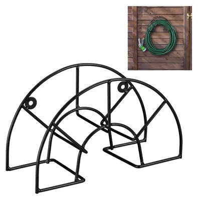 Produktbild von TRANKIELO® - Wandhalterung für Gartenschläuche, Fassungsvermögen: 45 Meter, 5/8" Schlauchdurchmesser - Stahl-Schlauchhalterung für die Wand, schwarz, kompakt und robust