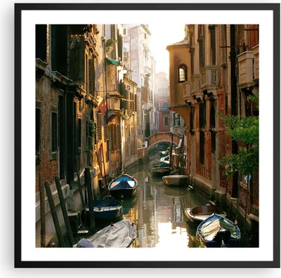 Produktbild von Gerahmtes Poster - Schwarzer Rahmen - Venedig Brücke Wasser Haus - 60x60 cm - Wand Bild - Wanddeko - Wandbilder - Wandposter - Bilderrahmen - Bilder - Kunstdruck - Wandbild - P2BAC60x60-2532