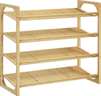 Obrázek produktu pro HOMCOM botník, stojan na boty se 4 policemi, pro max. 12 párů bot, přírodní
