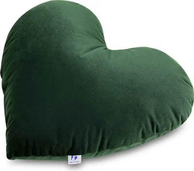 Obrázok produktu pre Vankúš na maznanie Pepi v tvare srdca - ručne šitý antialergénny vankúš v tvare srdca 48 × 43 cm - mäkký detský vankúš Dekoračný vankúš pre bábätká Plyšové srdce - tmavozelený