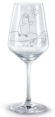 Produktbild von Mr. & Mrs. Panda Weinglas Pinguin Surfer - Transparent - Geschenk, Urlaub, Hawaii, glas für rotwein, Kelch, Portugal, Rotweinglas mit Gravur, graviert, Optimistisch