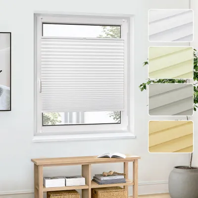 Produktbild von Plissee Weiß 100x100cm Klemmfix ohne Bohren Blickdicht Pure Premium Jalousiescout