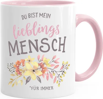 Produktbild von Geschenk-Tasse Du bist mein Lieblingsmensch Kaffeetasse Teetasse Keramiktasse MoonWorks® rosa unisize