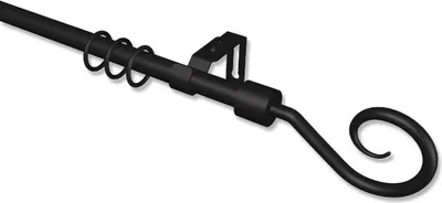 Produktbild von Interdeco Gardinenstange, Vorhangstange Schwarz Modell Favorit Helix, 13/16 mm Ø ausziehbar, 130-240 cm