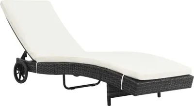 Produktbild von Sonnenliege mit Rollen und Auflage Poly Rattan Schwarz