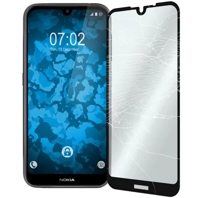 Produktbild von 1er-Pack PhoneNatic Glas-Folie klar full-screen schwarz kompatibel mit  Nokia 4.2 - Panzerglas für Nokia 4.2