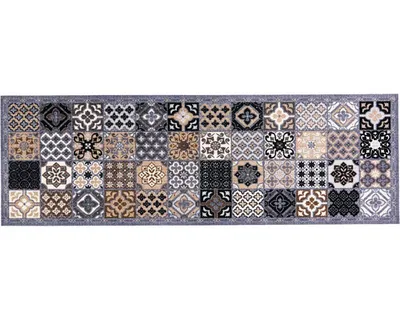 Produktbild von MD Entree Cook&Wash | Küchenläufer - Teppichläufer - Küchenteppich,Größe:50x150 cm;Motiv:patchwork tiles grey