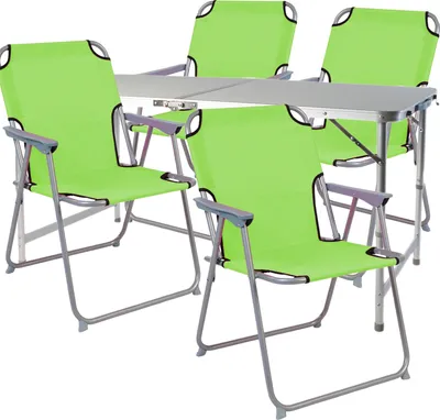 Produktbild von 5-teiliges Campingmöbel Set Alu 120x60x58/70cm Limegrün