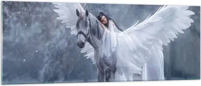 Produktbild von Bilder auf glas - Frau Pferd Natur - 140x50cm - Glasbilder - Wandbilder - Kunstdruck - zum Aufhängen bereit - Wanddekoration aus Glas - Glas Bilder - Wandbild auf Glas - Einteilig - GAB140x50-3998