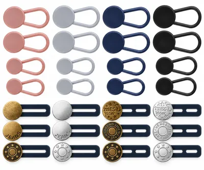 Productafbeelding van Knopengatverlengers, set van 28 stuks, elastische broekbandverlenging, 15–18 mm