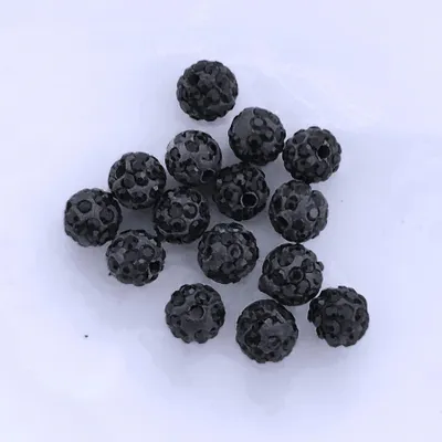 Image de Perles Shamballa, scintillantes, 8 mm, 15 pièces, noir