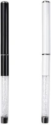 Produktbild von Nagel Art Pinsel-Set - 2 Stück - Flexible Borsten - Strass-Griff - Ombre-Pinsel - Zum Malen und Zeichnen - Angenehmer Griff - Nagelbürste