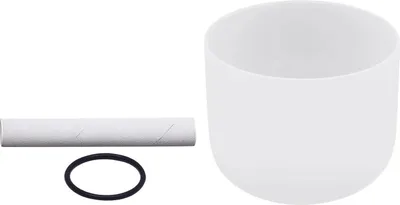 Zdjęcie produktu dla Kryształowa misa dźwiękowa – matowy kwarc – 440 Hz – ton F czakra serca – średnica 20,3 cm – waga 1,38 kg – biała