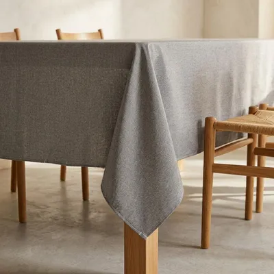 Imagen del producto de GAMUSI FONS: Mantel resistente a las manchas, diseño liso texturizado, certificado ®, 140x140 cm, color gris antracita