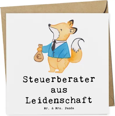 Produktbild von Mr. & Mrs. Panda Grußkarte Steuerberater Leidenschaft - Weiß - Geschenk, faltkarte, anlasskarte, Klappkarte, doppelkarte, Glückwunschkarte