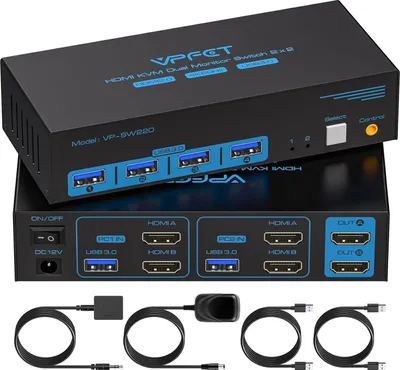 Immagine prodotto di CMSTEDCD Switch KVM HDMI VP-SW220 4K 60Hz 2PC 2 monitor USB 3.0, telecomando