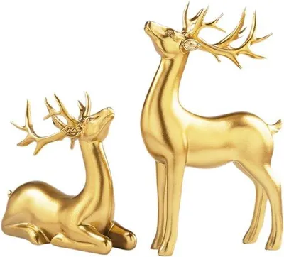 Produktbild von 1 Paar kleine Rentierfiguren – Hirschfiguren zur Dekoration – Hirsch – Elch – Miniatur, Ornament – Tischdekoration – 25 cm