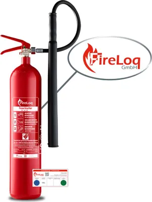 Produktbild von FireLoq 5kg Co2 Kohlendioxid im Stahl Behälter Feuerlöscher für elektrische Anlagen und EDV 89B 5 LE Dauerdruck inkl. Prüfnachweis,Wandhalter