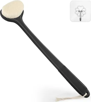 Image de Brosse à dos pour la douche avec poignée antidérapante de 43 cm, brosse humide et sèche, pour hommes et femmes