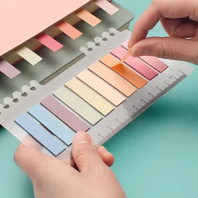 Produktbild von Haftnotizen transparent – 200 Stück – Registerreiter – selbstklebend – 10 Farben