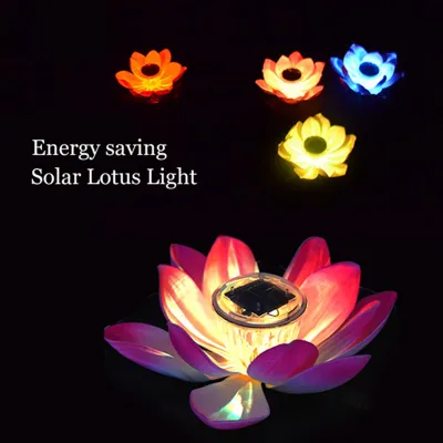 Image de Lampe LED solaire à fleurs changeant de couleur, lampe flottante pour jardin, piscine ou bassin, rose vif