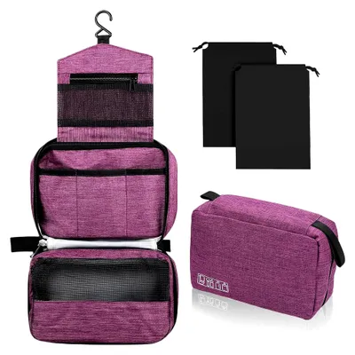 Produktbild von Hängender Kulturbeutel für Herren und Damen, faltbar mit Haken, große Kosmetiktasche für Reisen