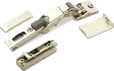 Produktbild von 2 x Salice Universalscharnier mit Dämpfer für Glastür oder Spiegeltür 110° mit Linear-Montageplatte Höhe 6 mm mit Euroschrauben, Exzenterverstellung, Möbelscharniere mit Abdeckkappen