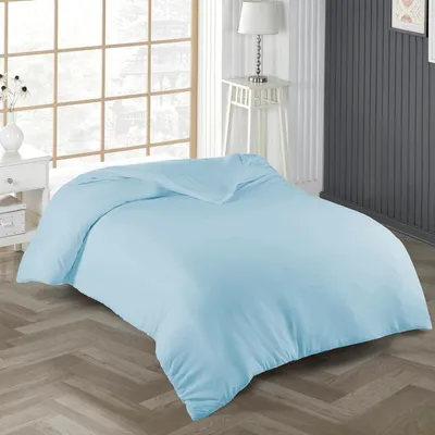 Produktbild von Bettwäsche Bettbezug 2er Set 220x240 cm Einfarbig 100% Baumwolle Eisblau
