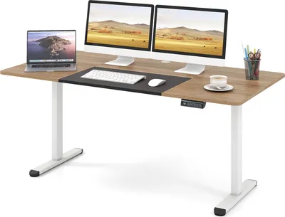 Immagine prodotto di COSTWAY scrivania regolabile in altezza 140 x 70 cm, scrivania in piedi con funzione di memoria e gestione dei cavi, scrivania per computer, beige