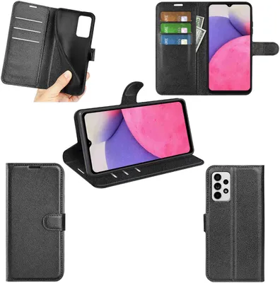 Produktbild von Für Samsung Galaxy A33 5G Handy Tasche Schwarz Etuis Kunst-Leder Cover Hülle Neu