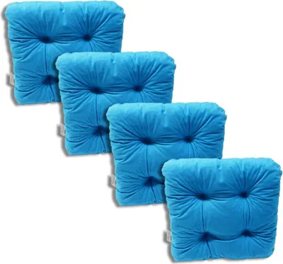 Zdjęcie produktu dla 4-Pak poduszki pikowane na krzesło niebieskie 38x38x8 cm - 1331 wygodne poduszki kuchenne