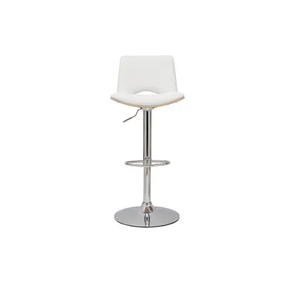 Produktbild von Miliboo - Design-Barhocker PANACH höhenverstellbar weiß und helles Holz