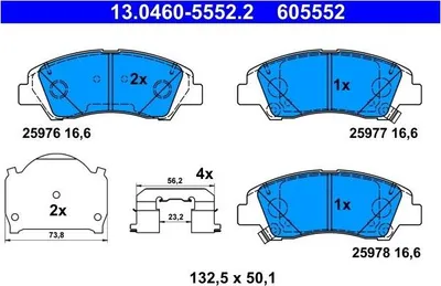 Obrázok produktu pre Kompletné brzdové doštičky ATE 13.0460-5552.2