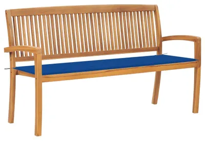 Produktbild von vidaXL Stapelbare Gartenbank mit Auflage 159 cm Massivholz Teak