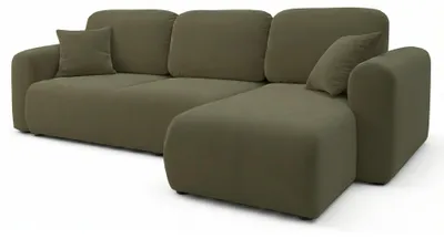 Produktbild von Selsey OLIDO – Ecksofa mit Schlaffunktion, universal, Olivgrün-Samt
