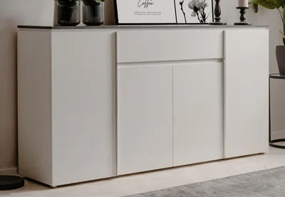 Produktbild von Sideboard "Briec" in weiß Glanz und Matera grau Kommode 178 cm