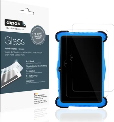 Produktbild von 2x Schutzfolie für EagleSoar Kinder Tab 7 Zoll - Anti-Shock 9H Folie dipos Glass Kunststoffglas