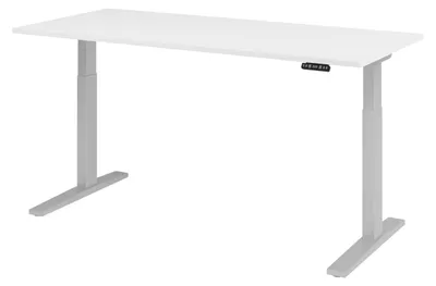 Produktbild von bümö Schreibtisch elektrisch XMKA - Nachbildung: Weiß, Gestell: Silber, Größe: 180 x 80 cm