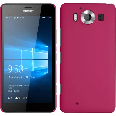 Produktbild von PhoneNatic Case kompatibel mit Microsoft Lumia 950 - Hülle pink gummiert Hard-case + 2 Schutzfolien